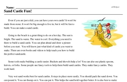 Print <i>Sand Castle Fun!</i> reading comprehension.