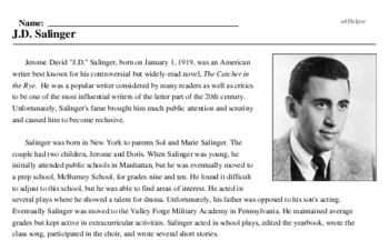 Print <i>J.D. Salinger</i> reading comprehension.