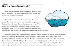 How Are Ocean Waves Made? - Reading Comprehension Worksheet | edHelper