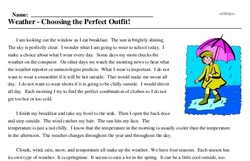 Print <i>Weather - Choosing the Perfect Outfit!</i> reading comprehension.