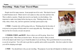 Print <i>Traveling - Make Your Travel Plans</i> reading comprehension.