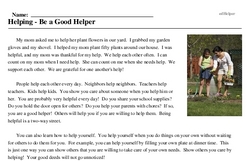 Print <i>Helping - Be a Good Helper</i> reading comprehension.