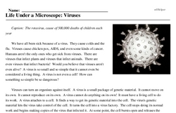 Print <i>Life Under a Microscope: Viruses</i> reading comprehension.