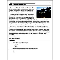 Print <i>North Cascades National Park</i> reading comprehension.