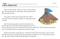 Print <i>A Hen's Homework</i> reading comprehension.