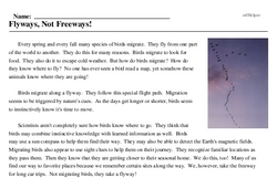 Print <i>Flyways, Not Freeways!</i> reading comprehension.