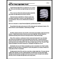 Print <i>How Do Twisty Light Bulbs Work?</i> reading comprehension.