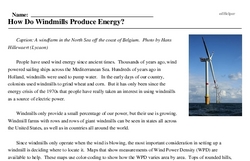 Print <i>How Do Windmills Produce Energy?</i> reading comprehension.