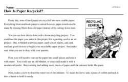 Print <i>How Is Paper Recycled?</i> reading comprehension.