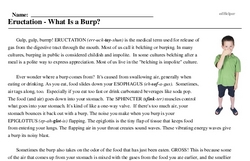 Print <i>Eructation - What Is a Burp?</i> reading comprehension.