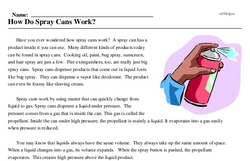 Print <i>How Do Spray Cans Work?</i> reading comprehension.