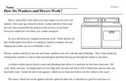 Print <i>How Do Washers and Dryers Work?</i> reading comprehension.