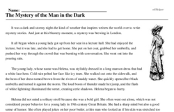 Print <i>The Mystery of the Man in the Dark</i> reading comprehension.