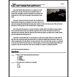Print <i>Lake Clark National Park and Preserve</i> reading comprehension.