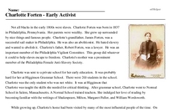 Print <i>Charlotte Forten - Early Activist</i> reading comprehension.
