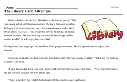 Print <i>The Library Card Adventure</i> reading comprehension.