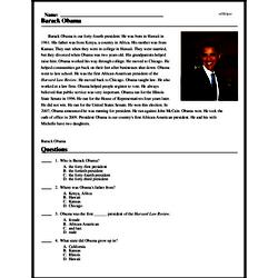 Print <i>Barack Obama</i> reading comprehension.