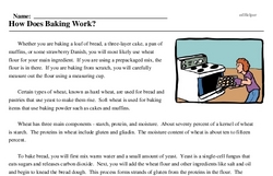 Print <i>How Does Baking Work?</i> reading comprehension.