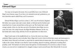 Print <i>Edward Elgar</i> reading comprehension.