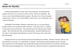 Print <i>Kisses for Kaeden</i> reading comprehension.