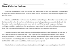 Print <i>Dame Catherine Cookson</i> reading comprehension.