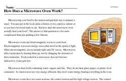 Print <i>How Does a Microwave Oven Work?</i> reading comprehension.