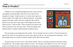 What Is Weather? - Reading Comprehension Worksheet | edHelper