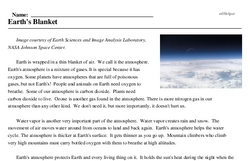 Print <i>Earth's Blanket</i> reading comprehension.