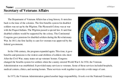 Print <i>Secretary of Veterans Affairs</i> reading comprehension.