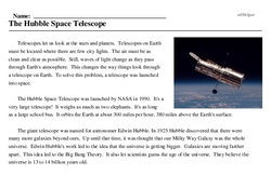 Print <i>The Hubble Space Telescope</i> reading comprehension.