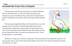 Print <i>Gertrude the Goose Gets a Surprise</i> reading comprehension.