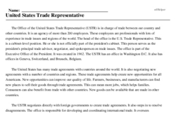Print <i>United States Trade Representative</i> reading comprehension.