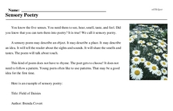 Print <i>Sensory Poetry</i> reading comprehension.
