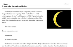 Print <i>Lune: the American Haiku</i> reading comprehension.