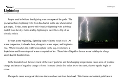 Print <i>Lightning</i> reading comprehension.