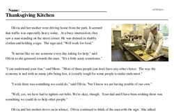 Print <i>Thanksgiving Kitchen</i> reading comprehension.