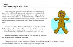Print <i>The First Gingerbread Man</i> reading comprehension.