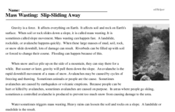 Print <i>Mass Wasting: Slip-Sliding Away</i> reading comprehension.