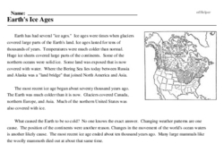 Earth's Ice Ages - Reading Comprehension Worksheet | edHelper