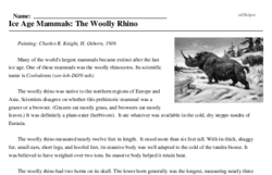 Print <i>Ice Age Mammals: The Woolly Rhino</i> reading comprehension.