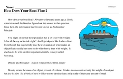 Print <i>How Does Your Boat Float?</i> reading comprehension.