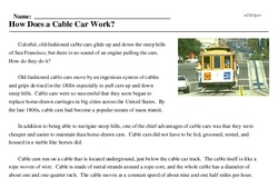 Print <i>How Does a Cable Car Work?</i> reading comprehension.