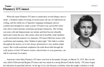 Print <i>Flannery O'Connor</i> reading comprehension.