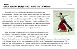 Print <i>Tanith Belbin's Story: May I Have this Ice Dance?</i> reading comprehension.