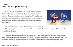 Print <i>Short Track Speed Skating</i> reading comprehension.
