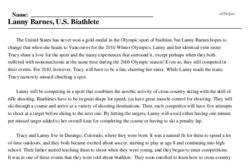 Print <i>Lanny Barnes, U.S. Biathlete</i> reading comprehension.