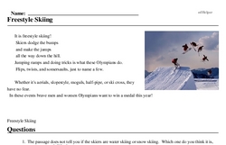 Print <i>Freestyle Skiing</i> reading comprehension.