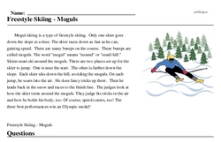 Print <i>Freestyle Skiing - Moguls</i> reading comprehension.