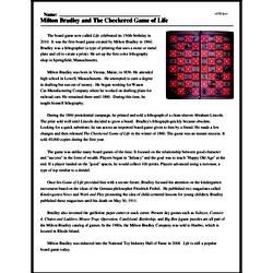 Print <i>Milton Bradley and <i>The Checkered Game of Life</i></i> reading comprehension.