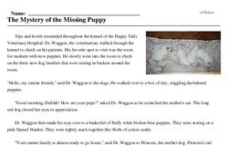 Print <i>The Mystery of the Missing Puppy</i> reading comprehension.
